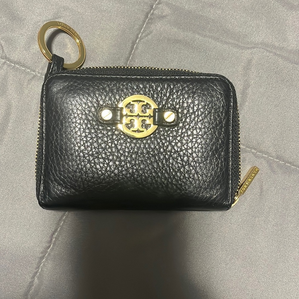 Tory Burch black and gold mini wallet